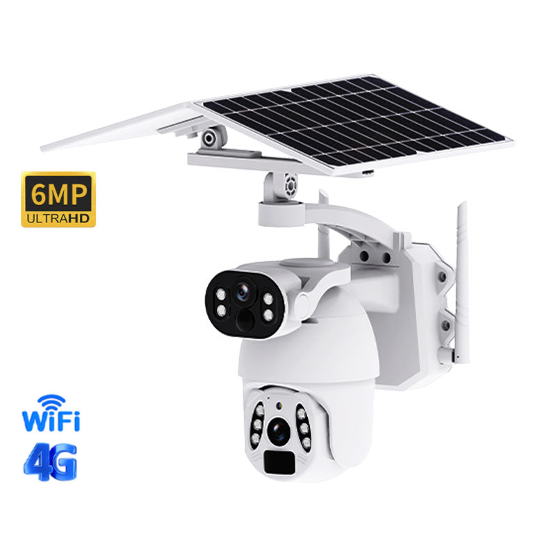 Factory Price IP65 Waterproof 4G Solar Camera 6MP Dual Lens Video Intercom Night Vision PTZ Cameras SIM Card Network Solar Camera