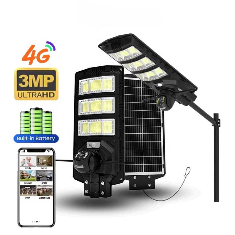 V380 4G/WIFI Solar Street Light Camera 3MP 450W Outdoor IP66 Waterproof Motion Sensor Parking Lot Solar Street Light