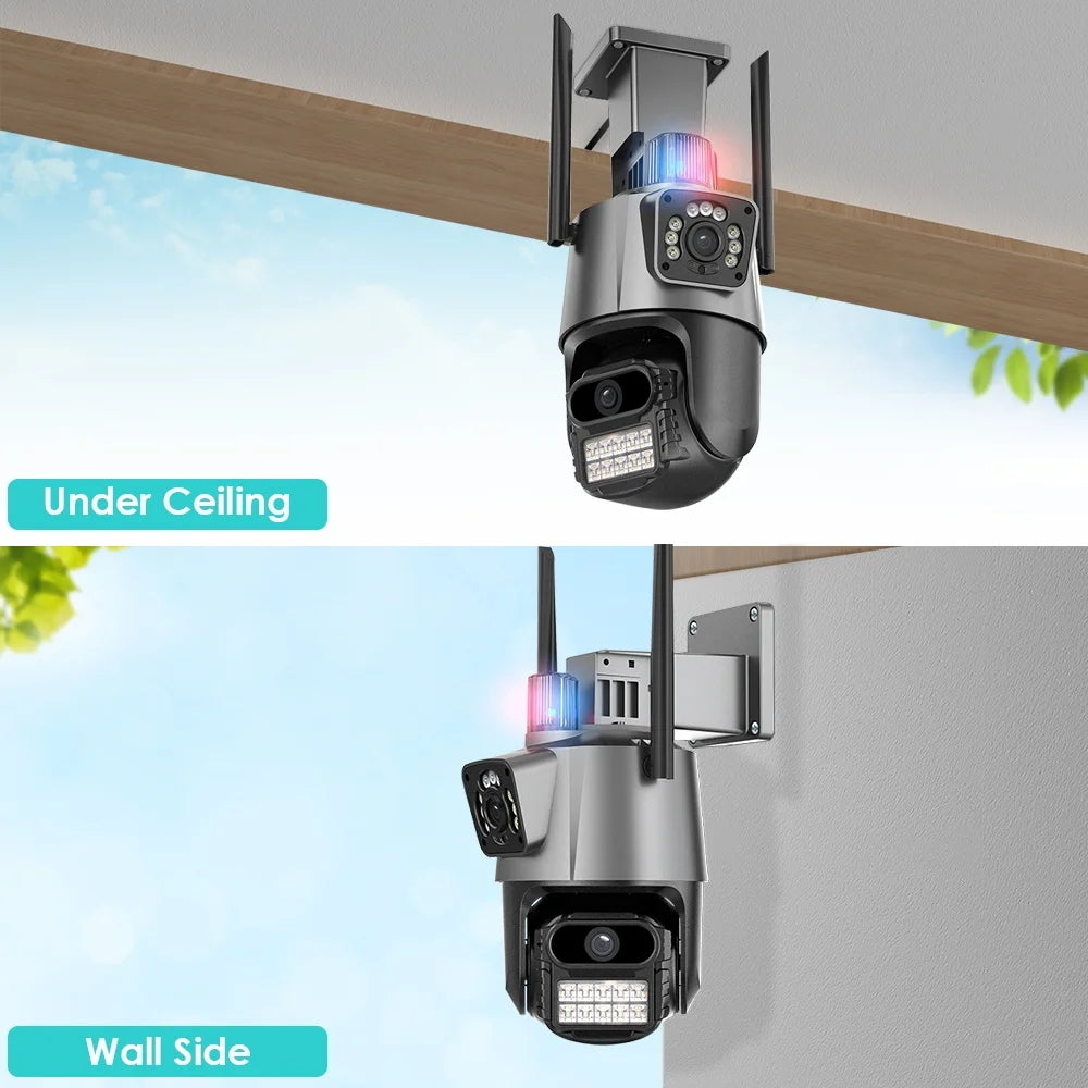 P11 Dual Lens Outdoor Security Alarm PTZ Wifi Camera 6MP Outdoor IP66 Waterproof High Quality Camera ICSEE