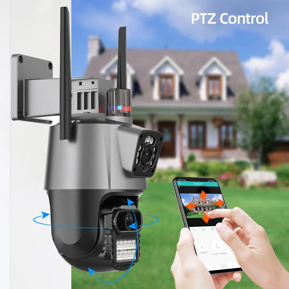 P11 Dual Lens Outdoor Security Alarm PTZ Wifi Camera 6MP Outdoor IP66 Waterproof High Quality Camera ICSEE