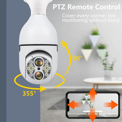 DL18 Dual Lens E27 Wifi Bulb Camera 10X Zoom Smart Home Security Network Camera 360 ° Indoor WiFi Bulb Camera