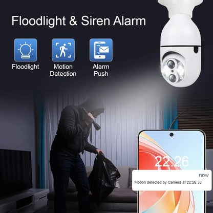 DL18 Dual Lens E27 Wifi Bulb Camera 10X Zoom Smart Home Security Network Camera 360 ° Indoor WiFi Bulb Camera